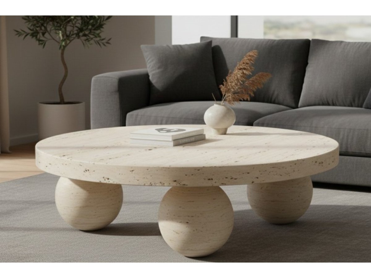 Traverten Mermer Orta Sehpa